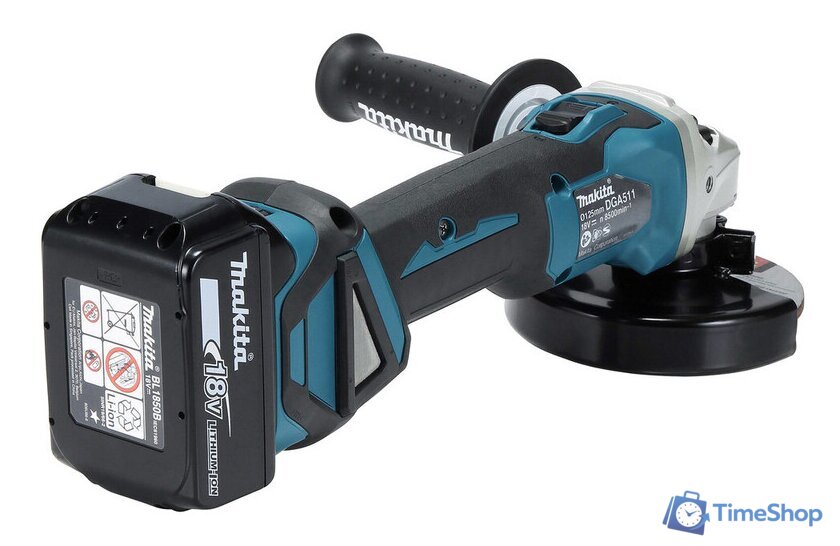 Угловая шлифмашина Makita DGA511RTJ (с 2-мя АКБ 5 Ач, кейс) - Изображение №7 — Интернет-магазин Time-Shop