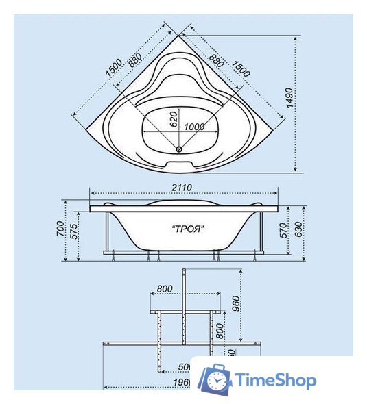 Ванна Triton Троя Гидро 150x150 - Изображение №4 — Интернет-магазин Time-Shop