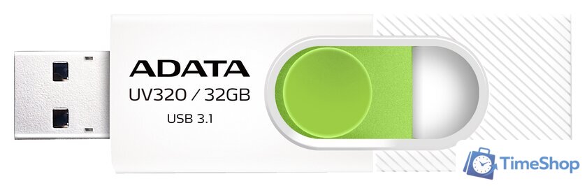 USB Flash ADATA UV320 32GB (белый/зеленый) - Изображение №1 — Интернет-магазин Time-Shop