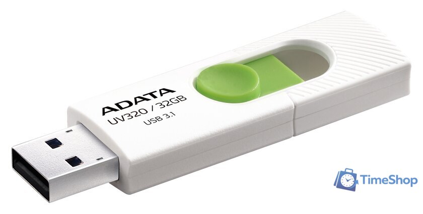 USB Flash ADATA UV320 32GB (белый/зеленый) - Изображение №2 — Интернет-магазин Time-Shop