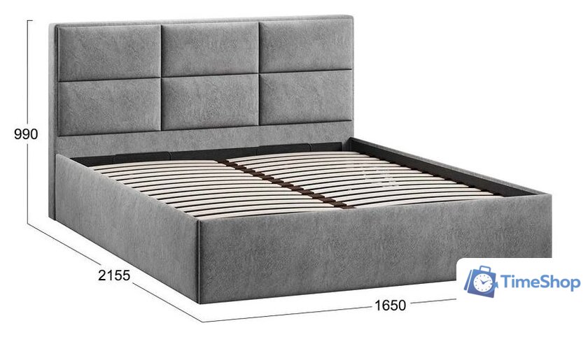 Кровать Трия Стелла Тип 1 160x200 (микровелюр Wellmart Silver) - Изображение №3 — Интернет-магазин Time-Shop