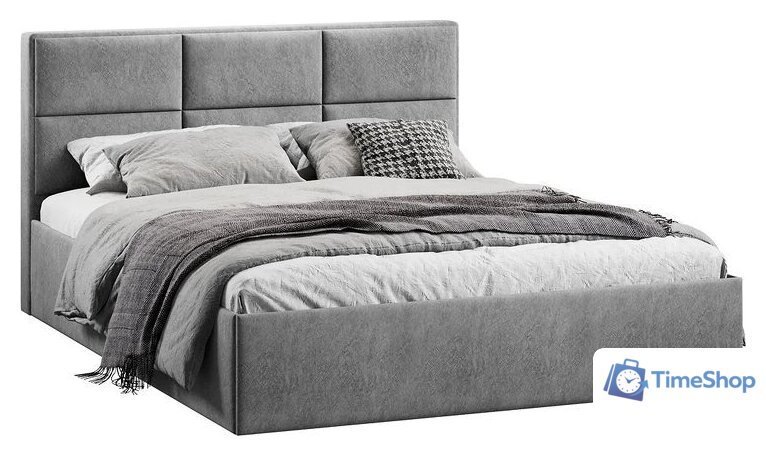 Кровать Трия Стелла Тип 1 160x200 (микровелюр Wellmart Silver) - Изображение №1 — Интернет-магазин Time-Shop