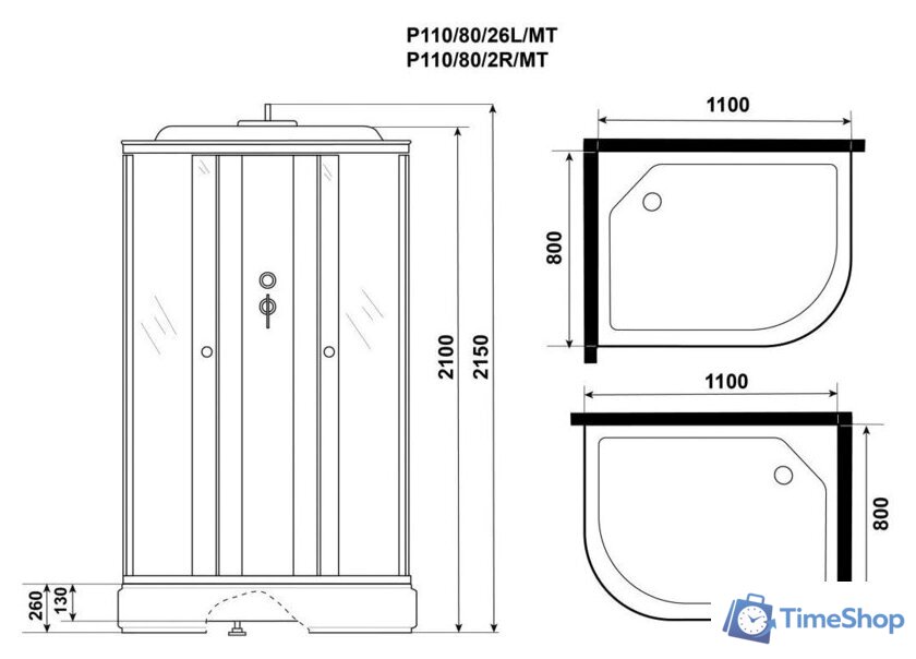 Душевая кабина Niagara Promo P110/80/26L/MT 110x80x215 - Изображение №3 — Интернет-магазин Time-Shop