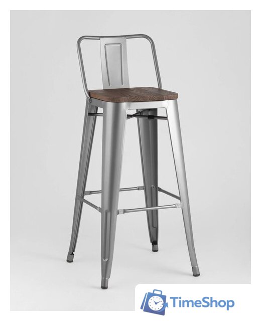 Стул Stool Group Tolix со спинкой YD-H765E-W YG-15 (серебристый матовый/темное дерево) - Изображение №2 — Интернет-магазин Time-Shop