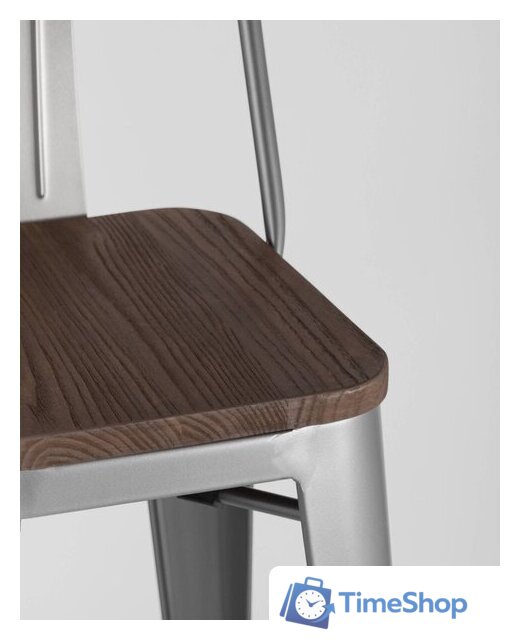 Стул Stool Group Tolix со спинкой YD-H765E-W YG-15 (серебристый матовый/темное дерево) - Изображение №9 — Интернет-магазин Time-Shop