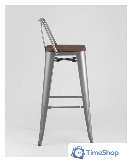 Стул Stool Group Tolix со спинкой YD-H765E-W YG-15 (серебристый матовый/темное дерево) - Изображение №4 — Интернет-магазин Time-Shop
