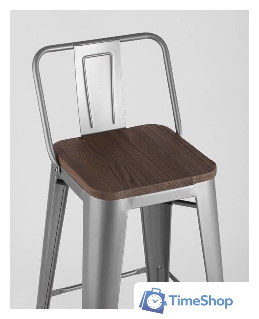 Стул Stool Group Tolix со спинкой YD-H765E-W YG-15 (серебристый матовый/темное дерево) - Изображение №7 — Интернет-магазин Time-Shop