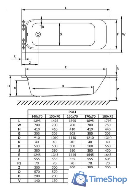 Ванна Excellent Poli 160x70 (с ножками) - Изображение №5 — Интернет-магазин Time-Shop