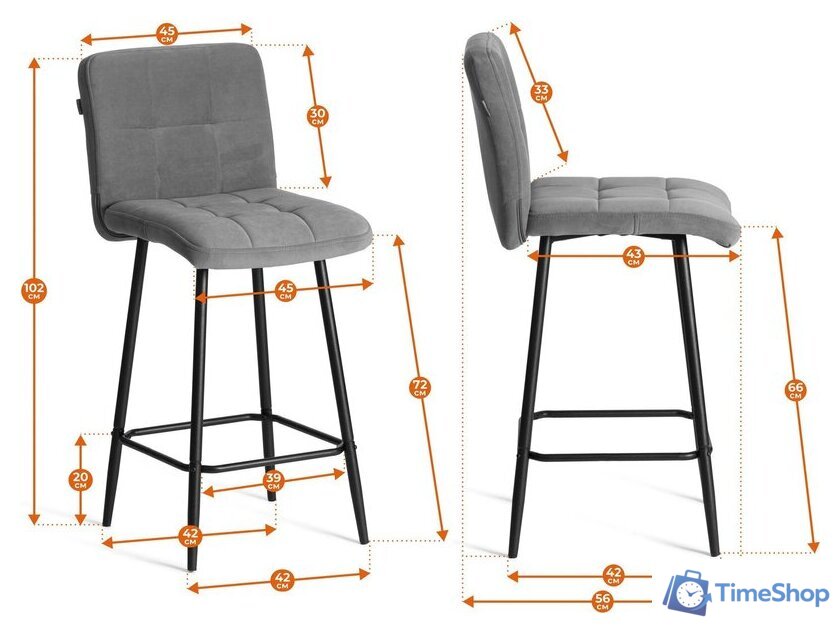 Стул TetChair Medeo Полубарный (велюр, серый) - Изображение №15 — Интернет-магазин Time-Shop