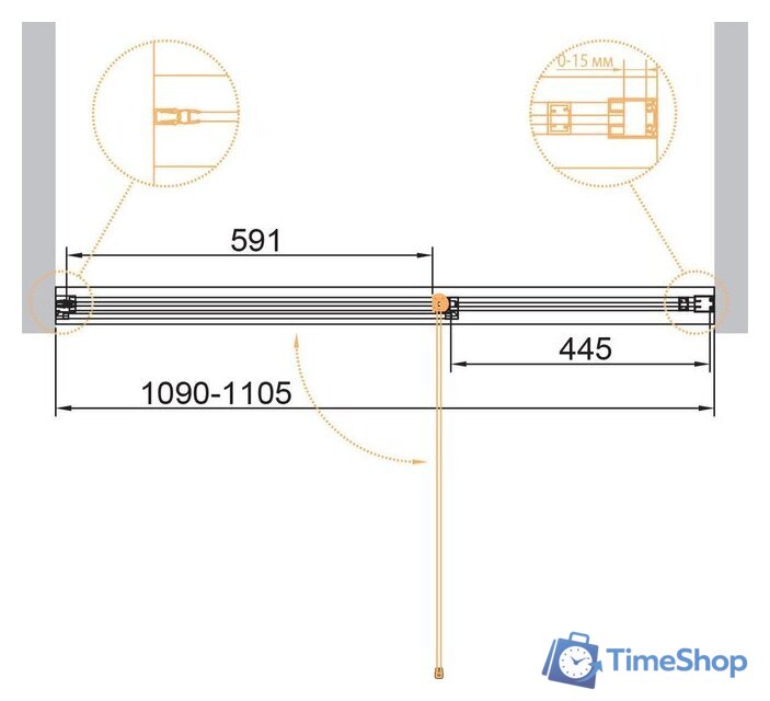 Душевая дверь Cezares URBAN-B-12-110-C-CR - Изображение №2 — Интернет-магазин Time-Shop