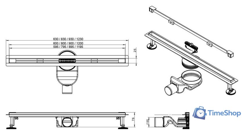 Трап/канал Roxen Slim Gold 91060-120GB - Изображение №9 — Интернет-магазин Time-Shop
