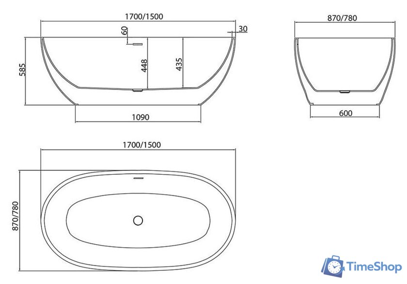 Ванна Grossman GR-2403 Classic 150x78 - Изображение №7 — Интернет-магазин Time-Shop