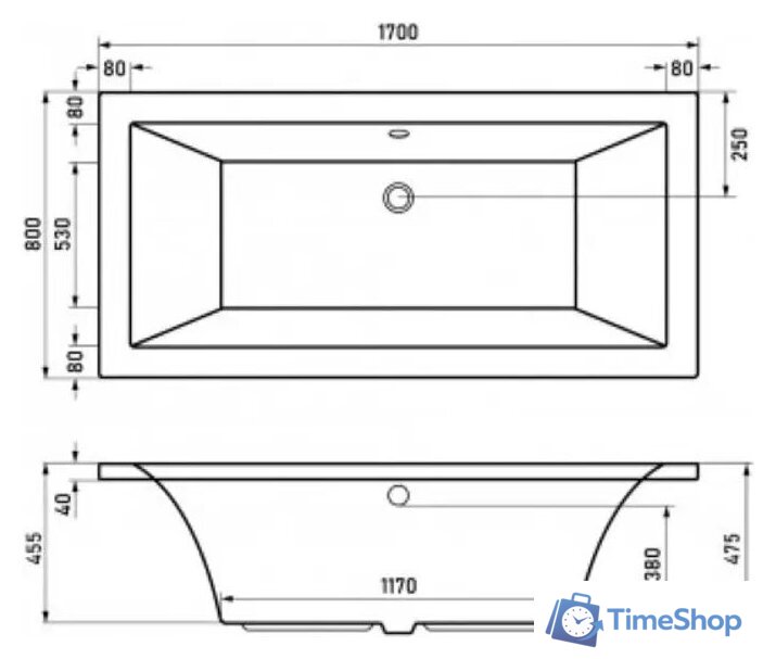 Ванна Alba Spa Kero 170x80 - Изображение №2 — Интернет-магазин Time-Shop