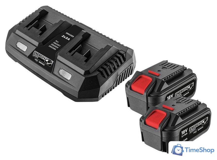 Аккумулятор с зарядным устройством GRAPHITE 58GE134 (18В/4 Ah + 18В) - Изображение №1 — Интернет-магазин Time-Shop