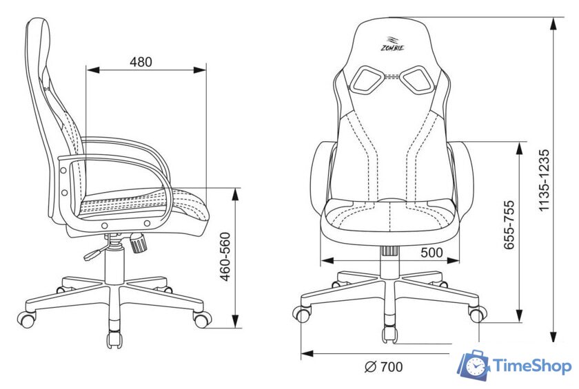 Игровое (геймерское) кресло Zombie RUNNER (черный/синий) - Изображение №5 — Интернет-магазин Time-Shop