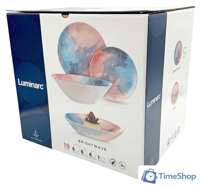 Набор обеденных тарелок Luminarc Brightwave V8576 (19пр) - Изображение №2 — Интернет-магазин Time-Shop