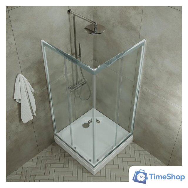Душевой уголок Triton Вента Хром А1 100х100 без поддона (прозрачное стекло) - Изображение №3 — Интернет-магазин Time-Shop
