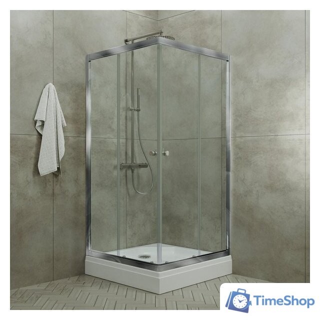 Душевой уголок Triton Вента Хром А1 100х100 без поддона (прозрачное стекло) - Изображение №4 — Интернет-магазин Time-Shop