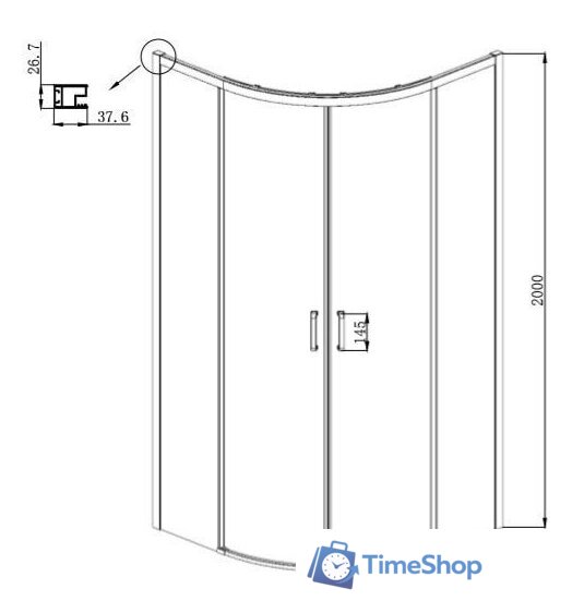 Душевой уголок Ambassador Queen Black 11011202 100х100 - Изображение №8 — Интернет-магазин Time-Shop