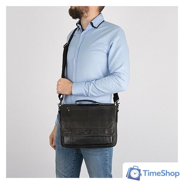 Портфель Poshete 253-7501-24-BLK (черный) - Изображение №2 — Интернет-магазин Time-Shop