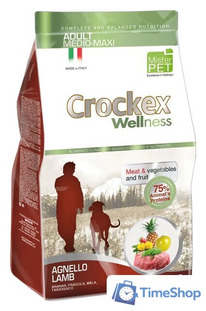 Сухой корм для собак Crockex Wellness Medio-Maxi Adult Lamb & Rice 12 кг - Изображение №1 — Интернет-магазин Time-Shop