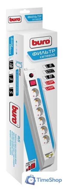 Сетевой фильтр Buro BU-SP3-USB-2A-W - Изображение №3 — Интернет-магазин Time-Shop