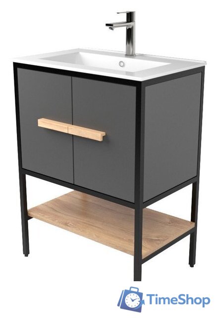  Дабер Тумба под умывальник 010 WeltWasser Deilbach 7517-60 Т10.6W.2.4 (черный/серый/дуб канзас коричневый) - Изображение №1 — Интернет-магазин Time-Shop