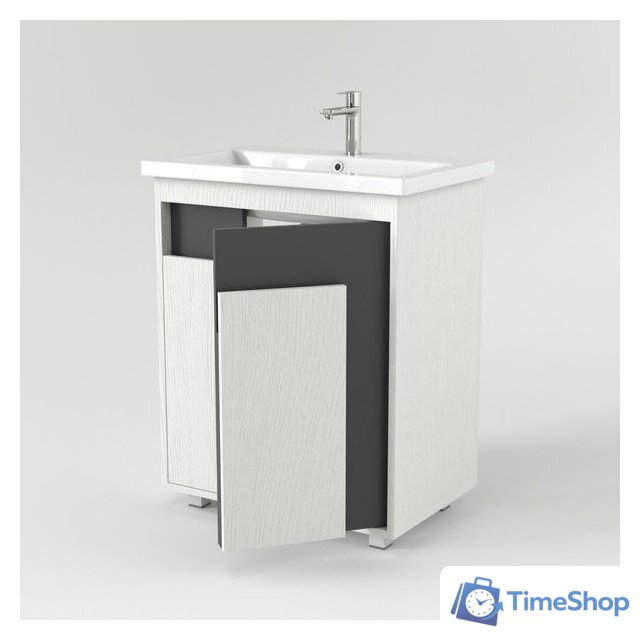  Дабер Тумба под умывальник 015 70 Т15.7.0.20 (белый древесный/серый) - Изображение №3 — Интернет-магазин Time-Shop