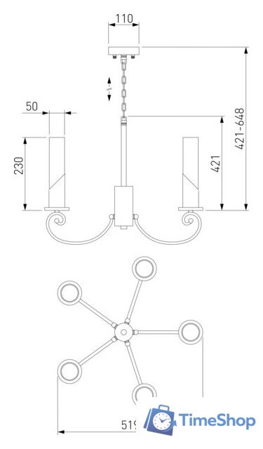 Подвесная люстра Евросвет Banci 60117/5 (никель) - Изображение №4 — Интернет-магазин Time-Shop