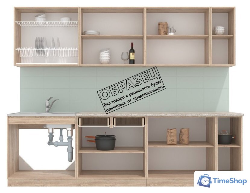 Готовая кухня Интерлиния Мила 27 (бетон лайт/антрацит/опал светлый) - Изображение №4 — Интернет-магазин Time-Shop