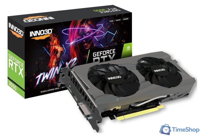 Видеокарта Inno3D GeForce RTX 3050 Twin X2 N30502-08D6-1711VA41 - Изображение №2 — Интернет-магазин Time-Shop