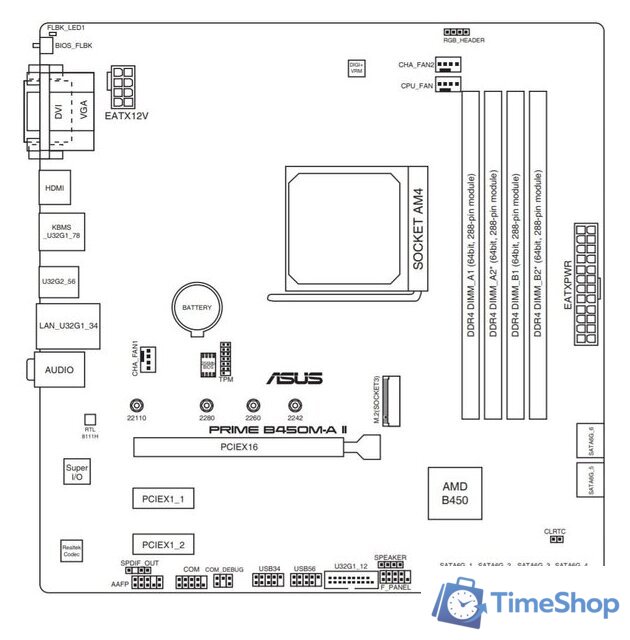 Материнская плата ASUS Prime B450M-A II - Изображение №7 — Интернет-магазин Time-Shop