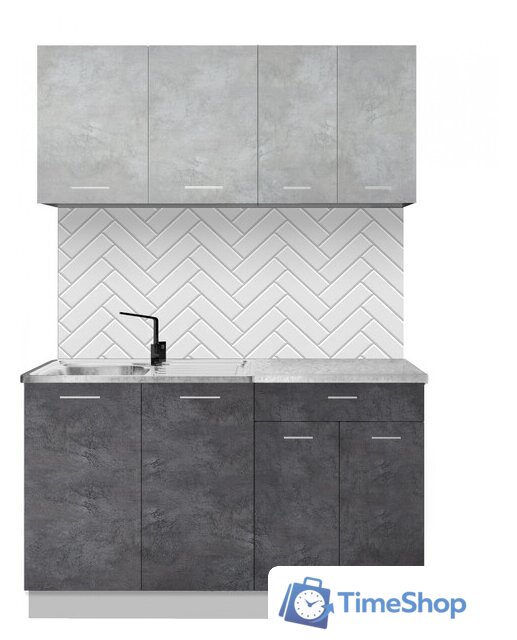 Готовая кухня Артём-Мебель Лана СН-113 без стекла 1.4 (бетон спаркс лайт/бетон спаркс) - Изображение №1 — Интернет-магазин Time-Shop