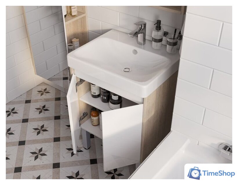  Акватон Тумба с умывальником Сканди Doors 55 1A2788K0SDB20 (белый/дуб верона) - Изображение №7 — Интернет-магазин Time-Shop