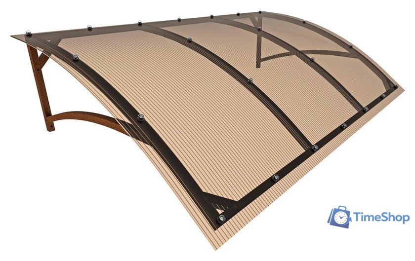 Козырек Импласт Скат 2000х950 Тонированный в полимерной краске (с сотовым поликарбонатом 6мм) - Изображение №1 — Интернет-магазин Time-Shop