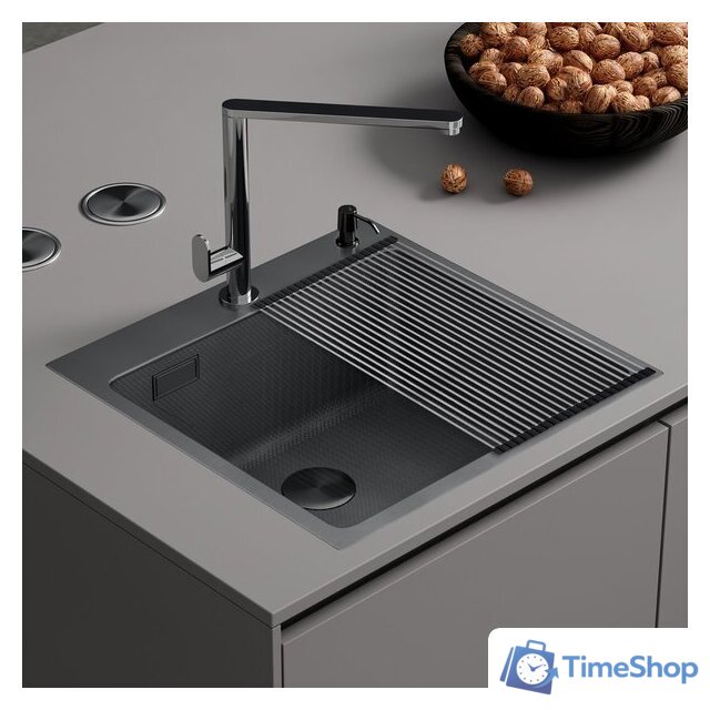 Кухонная мойка Roxen Snake 560220-45-BS PVD графит/текстурная поверхность (с ролл-матом и дозатором) - Изображение №1 — Интернет-магазин Time-Shop