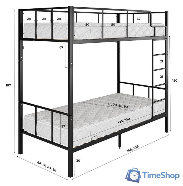 Двухъярусная кровать Князев Мебель Турнео 1 ТУ1.90.200.Ч (черный муар) - Изображение №13 — Интернет-магазин Time-Shop