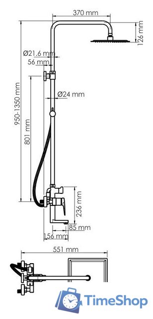 Душевая система  Wasserkraft A16701 - Изображение №2 — Интернет-магазин Time-Shop