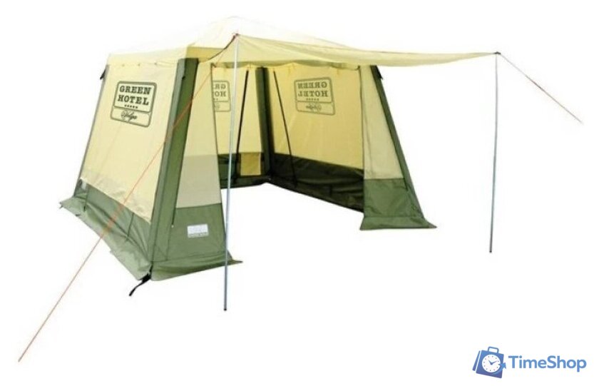 Тент-шатер Camping World Green Hotel Volga 138199 (зеленый/бежевый) - Изображение №1 — Интернет-магазин Time-Shop