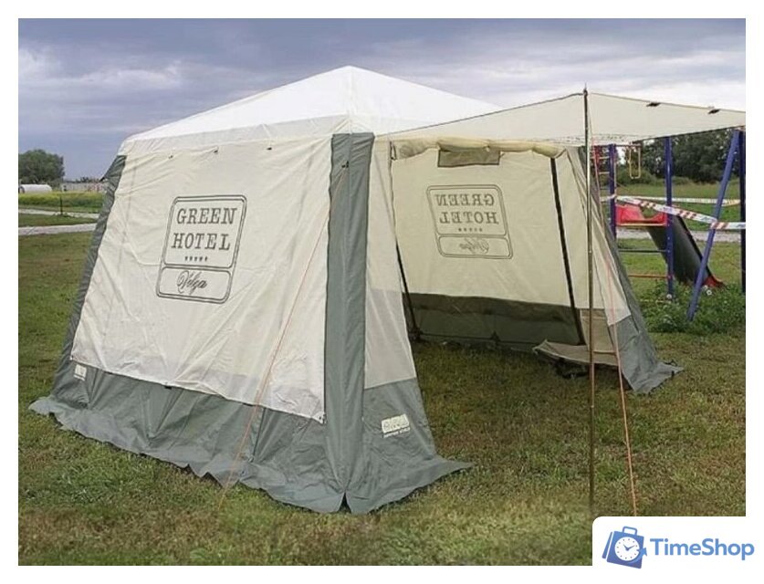 Тент-шатер Camping World Green Hotel Volga 138199 (зеленый/бежевый) - Изображение №5 — Интернет-магазин Time-Shop