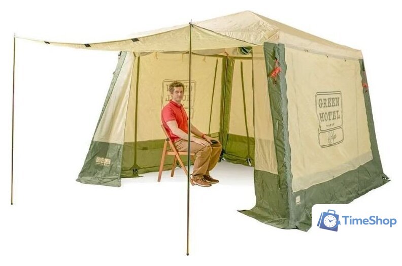 Тент-шатер Camping World Green Hotel Volga 138199 (зеленый/бежевый) - Изображение №7 — Интернет-магазин Time-Shop