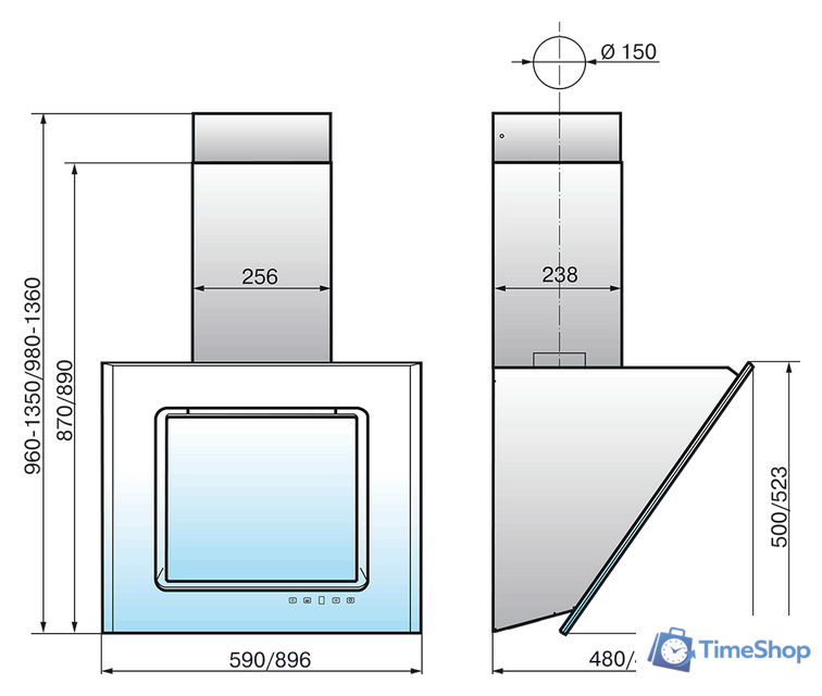 Кухонная вытяжка Elikor Оникс 90П-1000-Е4Д (белый) - Изображение №2 — Интернет-магазин Time-Shop