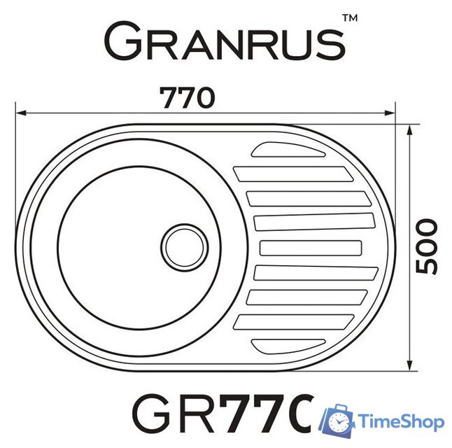 Кухонная мойка Granrus GR-770 (светло-серый) - Изображение №2 — Интернет-магазин Time-Shop