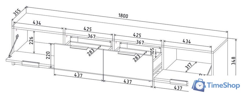 Тумба Интерлиния ТВ Концепт КТ-ТВ4-35 (белый платинум/антрацит) - Изображение №4 — Интернет-магазин Time-Shop