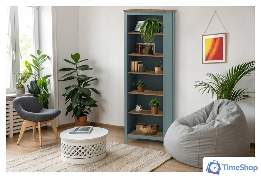 Стеллаж Mio Tesoro Сага 70 2.08.07.110.16 (темно-бирюзовый/ясень) - Изображение №3 — Интернет-магазин Time-Shop