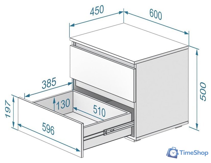 Тумба Кортекс-мебель Бари 60 2ш (дуб сонома/дуб сонома/дуб сонома) - Изображение №4 — Интернет-магазин Time-Shop