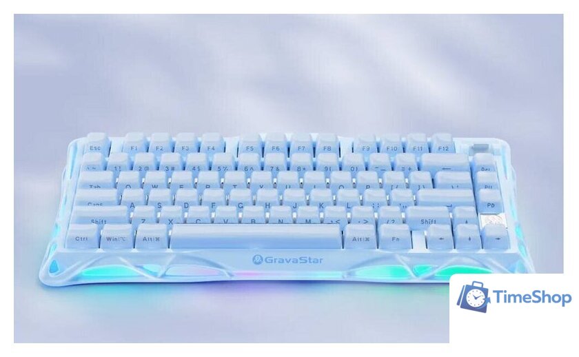 Клавиатура Gravastar Mercury K1 Special Edition Ice Blue (GravaStar x Kailh Cherry Pink) - Изображение №6 — Интернет-магазин Time-Shop