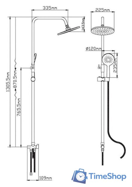 Душевая система  Potato P3500BL - Изображение №6 — Интернет-магазин Time-Shop