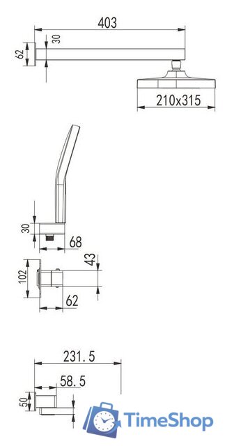 Душевая система  Rose R1095T - Изображение №2 — Интернет-магазин Time-Shop