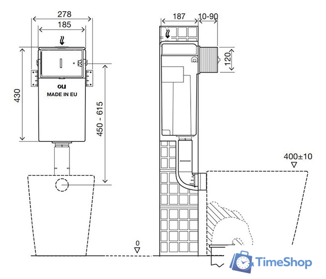 Инсталляция для унитаза OLI Quadra Plus механика - Изображение №2 — Интернет-магазин Time-Shop